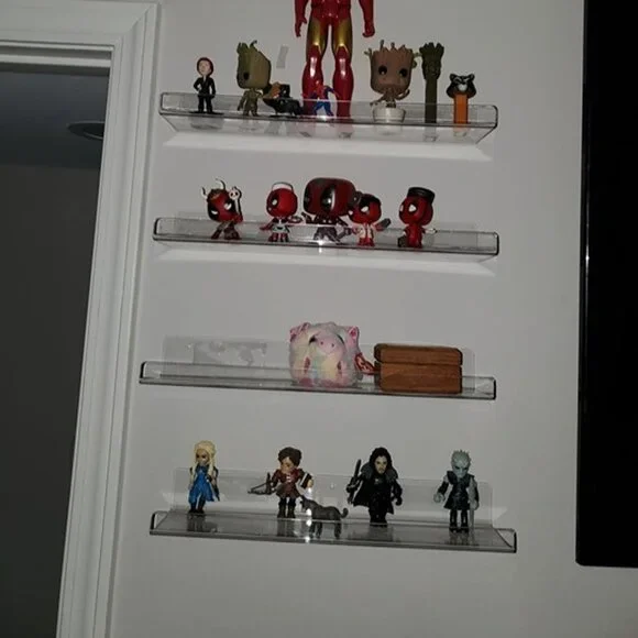 NEW 4 Pack Acrylic Shelves for Wall Storage, 15" Floating Bookshelves - Picture 2 of 8